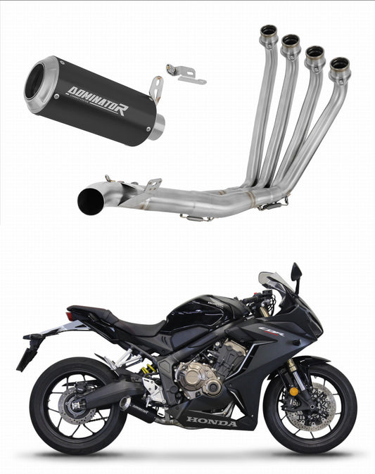 Honda CBR 650 R 2019 - 2023 Full Exhaust System Collector Silencer GP BLACK + dB killer medium 20 m. - Dominator motociklo duslintuvas