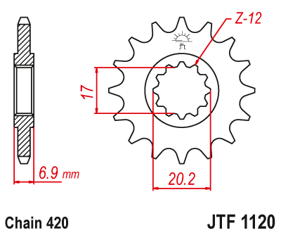 Priekinė žvaigždė JT JTF1120,14