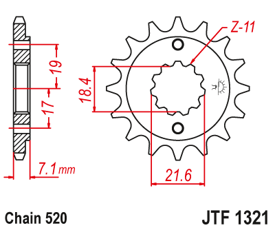 JT JTF1321 13T motorcycle front sprocket – additional product view 2