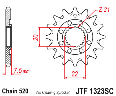 JT JTF1323 13T motorcycle front sprocket – additional product view 2