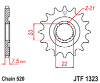 JT JTF1323 12T motorcycle front sprocket – additional product view 2