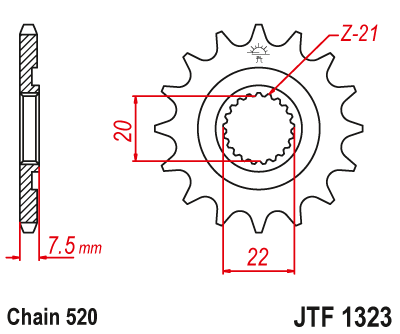JT JTF1323 12T motorcycle front sprocket – additional product view 2
