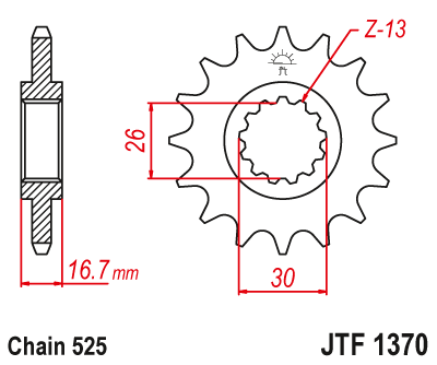 Priekinė žvaigždė JT JTF1370,16