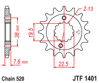 Priekinė žvaigždė JT JTF1401,14
