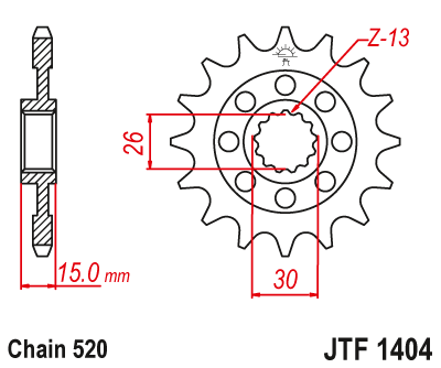 Priekinė žvaigždė JT JTF1404,16