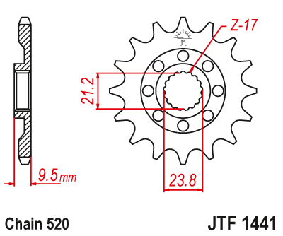 Priekinė žvaigždė JT JTF1441,15
