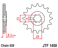 JT JTF1450 14T motorcycle front sprocket – additional product view 2