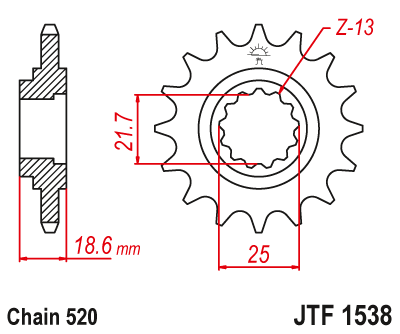 Priekinė žvaigždė JT JTF1538,15