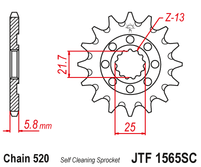 Priekinė žvaigždė JT JTF1565,13SC