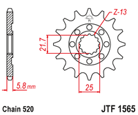 JT JTF1565 12T motorcycle front sprocket – additional product view 2