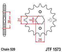 JT JTF1573 14T motorcycle front sprocket – additional product view 2