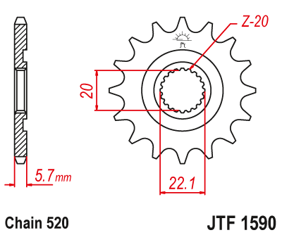 Priekinė žvaigždė JT JTF1590,12