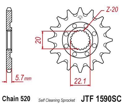 Priekinė žvaigždė JT JTF1590,13SC