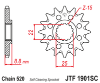 JT JTF1901 14T motorcycle front sprocket – additional product view 2