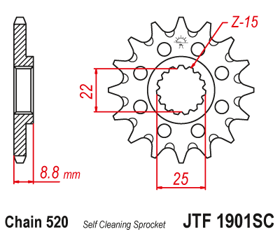 Priekinė žvaigždė JT JTF1901,15SC