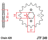 JT JTF249 16T motorcycle front sprocket – additional product view 2