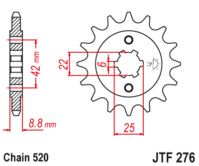 JT JTF276 16T motorcycle front sprocket – additional product view 2