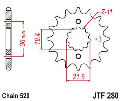 Priekinė žvaigždė JT JTF280,13