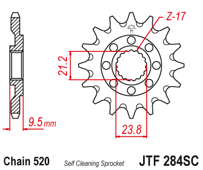 Priekinė žvaigždė JT JTF284,13SC