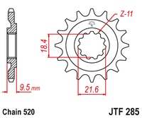JT JTF285 14T motorcycle front sprocket – additional product view 2