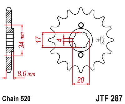 Priekinė žvaigždė JT JTF287,13