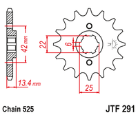 JT JTF291 17T motorcycle front sprocket – additional product view 2