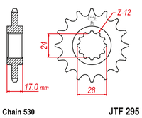JT JTF295 15T motorcycle front sprocket – additional product view 2