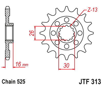 Priekinė žvaigždė JT JTF313,16