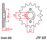 JT JTF337 14T motorcycle front sprocket – additional product view 2