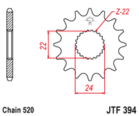 JT JTF394 16T motorcycle front sprocket – additional product view 2