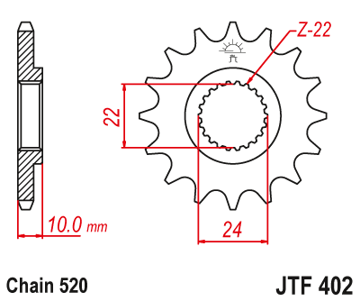 Priekinė žvaigždė JT JTF402,16