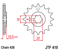 JT JTF410 15T motorcycle front sprocket – additional product view 2