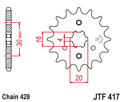 JT JTF417 14T motorcycle front sprocket – additional product view 2