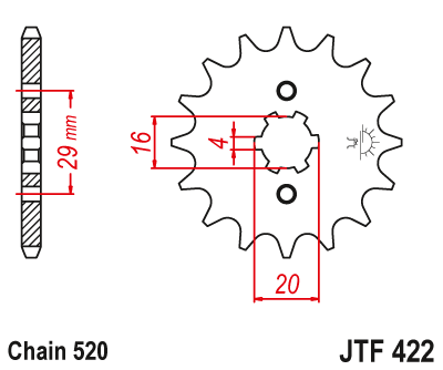 Priekinė žvaigždė JT JTF422,12