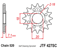 JT JTF427 13T motorcycle front sprocket – additional product view 2