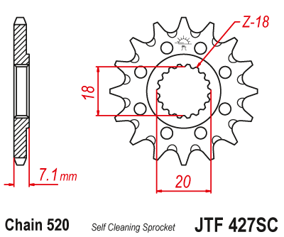 JT JTF427 13T motorcycle front sprocket – additional product view 2