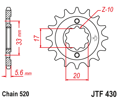 Priekinė žvaigždė JT JTF430,14