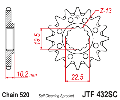 Priekinė žvaigždė JT JTF432,14SC