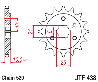 JT JTF438 15T motorcycle front sprocket – additional product view 2