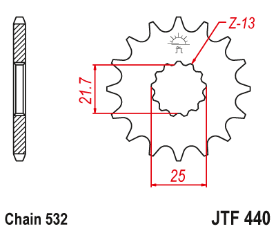 Priekinė žvaigždė JT JTF440,16