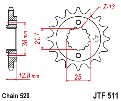 Priekinė žvaigždė JT JTF511,16