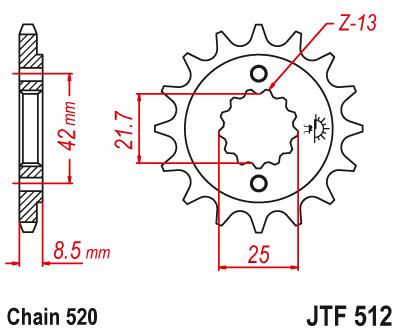 Priekinė žvaigždė JT JTF512,16