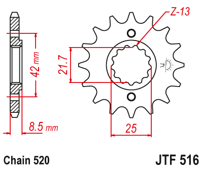 Priekinė žvaigždė JT JTF516,14