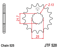 JT JTF520 17T motorcycle front sprocket – additional product view 2