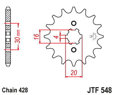 JT JTF548 14T motorcycle front sprocket – additional product view 2