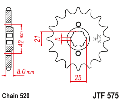 JT JTF575 16T motorcycle front sprocket – additional product view 2