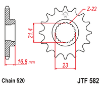 JT JTF582 16T motorcycle front sprocket – additional product view 2