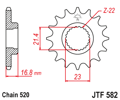 JT JTF582 16T motorcycle front sprocket – additional product view 2
