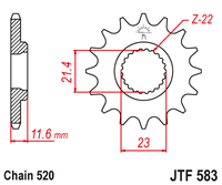 JT JTF583 14T motorcycle front sprocket – additional product view 2