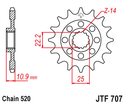 Priekinė žvaigždė JT JTF707,15